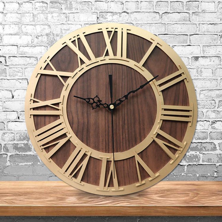 Emoyo Ecy016 Reloj De Pared Digital Romano Artesanal De Madera Para Decoraciones De Oficina En Casa