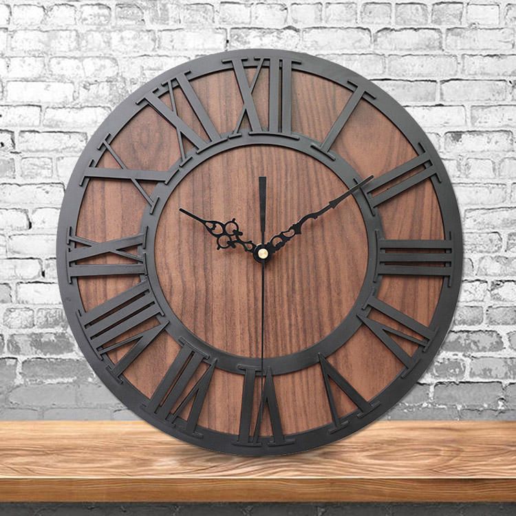 Emoyo Ecy016 Reloj De Pared Digital Romano Artesanal De Madera Para Decoraciones De Oficina En Casa