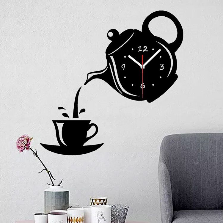 Emoyo Ecy018 Diy Creativo Tetera Cabeza Reloj De Pared Animal Reloj De Pared Para Decoraciones De Oficina En Casa