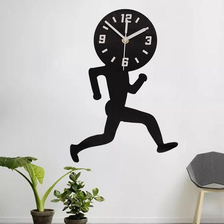 Emoyo Ecy041 Man Runing Pattern Reloj De Pared Reloj De Pared 3d Para Decoraciones De Oficina En Casa