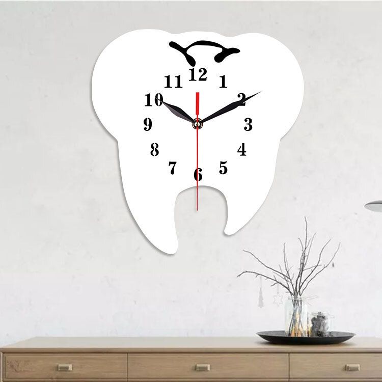 Emoyo Ecy056 Reloj De Pared Con Forma De Diente Reloj De Pared De Cuarzo Reloj De Pared 3d Para Decoraciones De Oficina En Casa