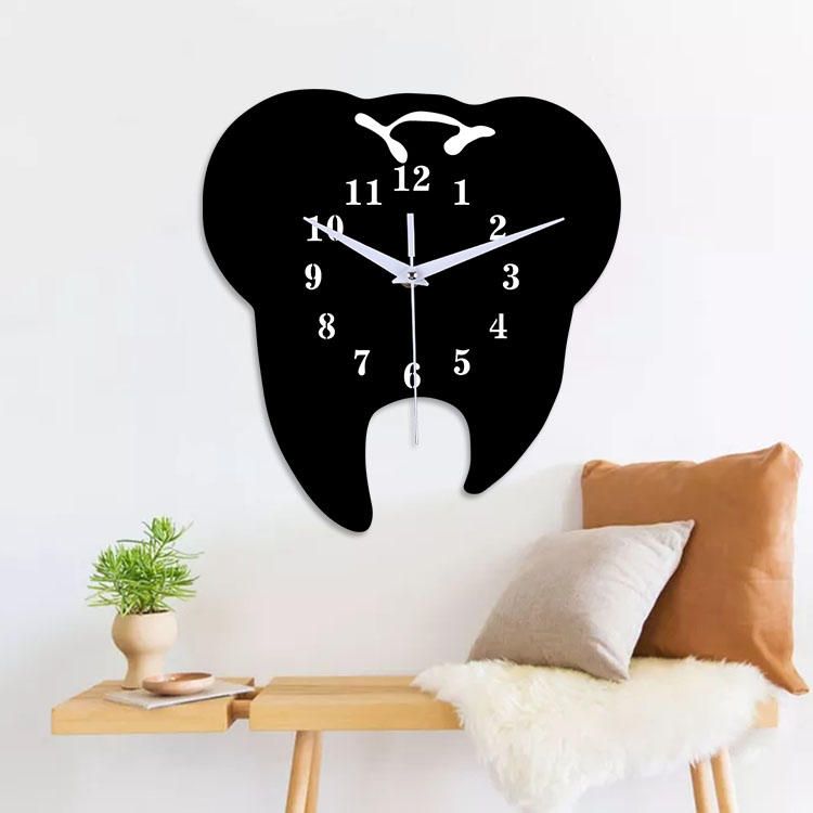 Emoyo Ecy056 Reloj De Pared Con Forma De Diente Reloj De Pared De Cuarzo Reloj De Pared 3d Para Decoraciones De Oficina En Casa