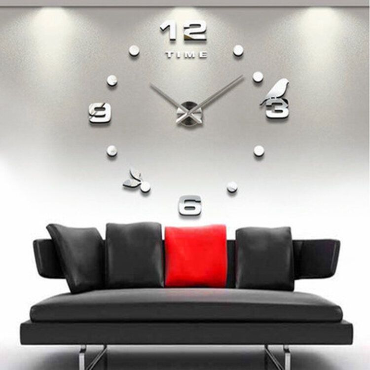 Emoyo Jm008 Reloj De Pared Grande Creativo Diy Reloj De Pared 3d Moderno Con Pegatinas De Números De Espejo Para Decoraciones De Oficina En Casa