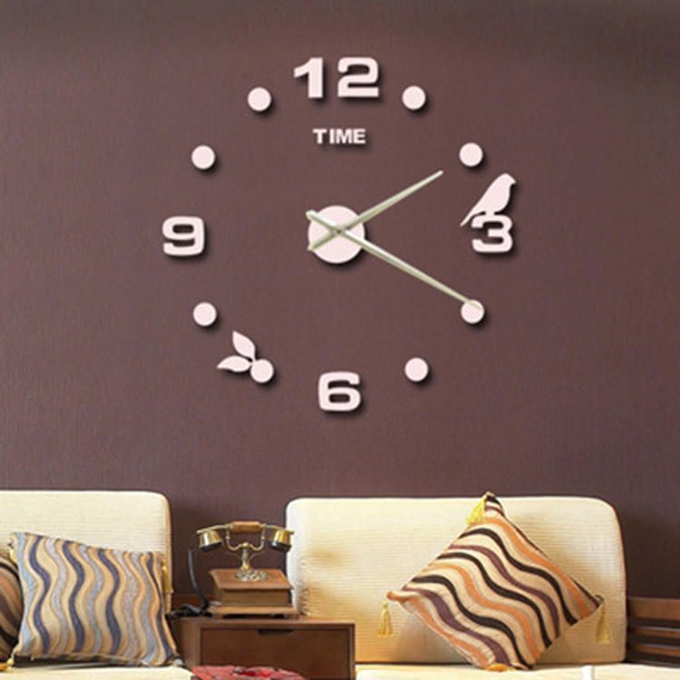 Emoyo Jm008 Reloj De Pared Grande Creativo Diy Reloj De Pared 3d Moderno Con Pegatinas De Números De Espejo Para Decoraciones De Oficina En Casa