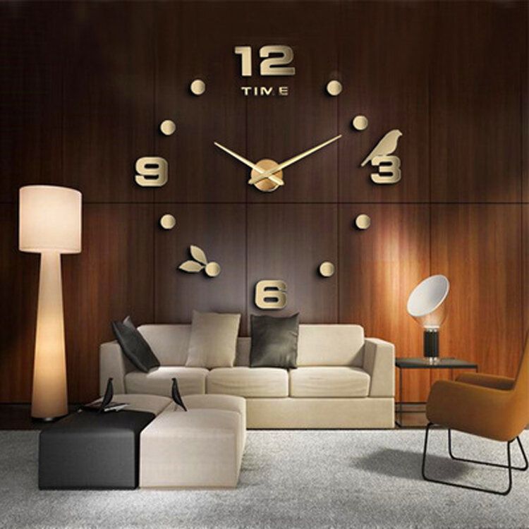 Emoyo Jm008 Reloj De Pared Grande Creativo Diy Reloj De Pared 3d Moderno Con Pegatinas De Números De Espejo Para Decoraciones De Oficina En Casa