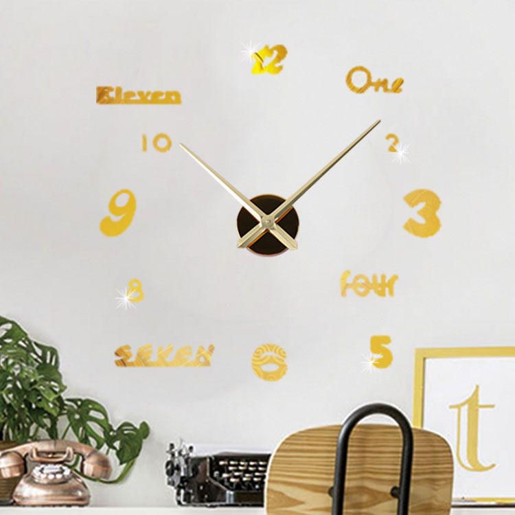 Emoyo Jm026 Reloj De Pared Grande Creativo Diy Reloj De Pared 3d Moderno Con Pegatinas De Números De Espejo Para Decoraciones De Oficina En Casa