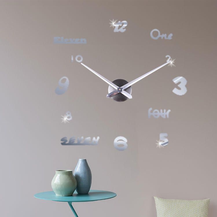 Emoyo Jm026 Reloj De Pared Grande Creativo Diy Reloj De Pared 3d Moderno Con Pegatinas De Números De Espejo Para Decoraciones De Oficina En Casa