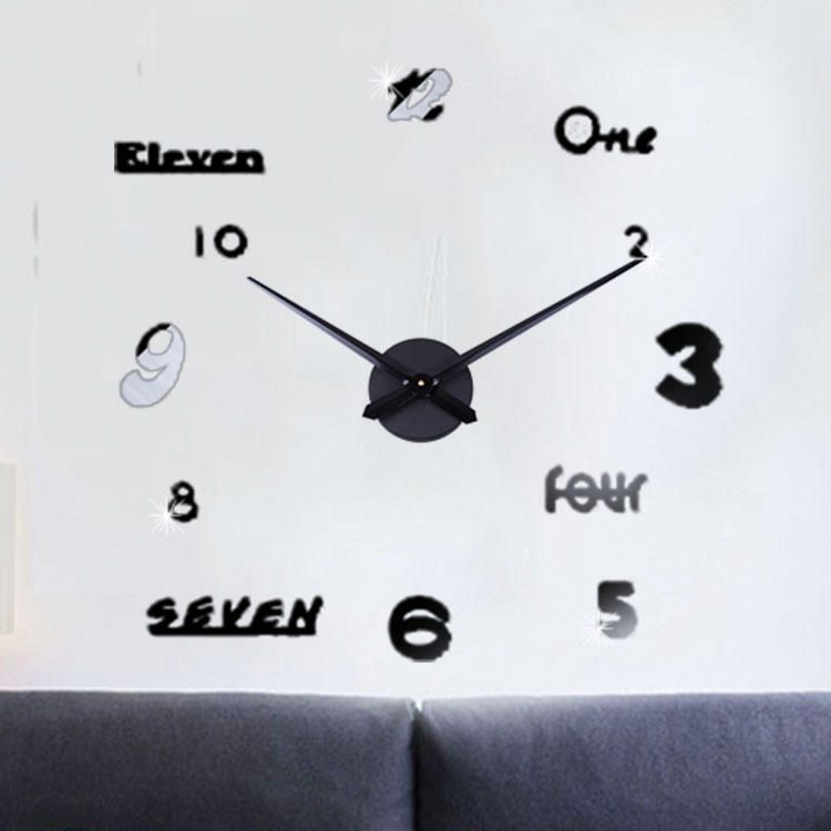 Emoyo Jm026 Reloj De Pared Grande Creativo Diy Reloj De Pared 3d Moderno Con Pegatinas De Números De Espejo Para Decoraciones De Oficina En Casa