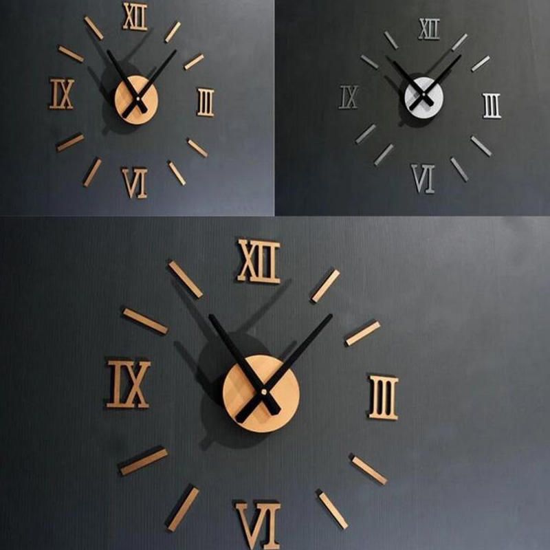 Espejo Acrílico 3d Creativo Etiqueta De La Pared Relojes De Cuarzo Reloj Decoración Grande Para El Hogar