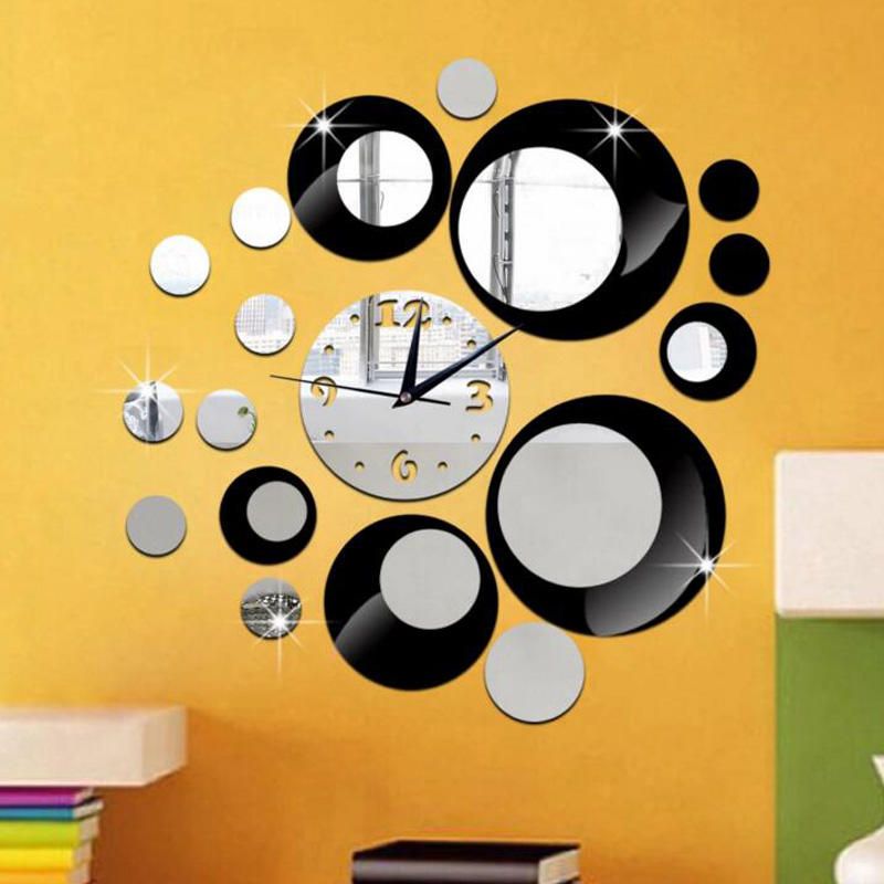 Espejo Acrílico 3d Creativo Etiqueta De La Pared Relojes De Cuarzo Reloj Decoración Grande Para El Hogar