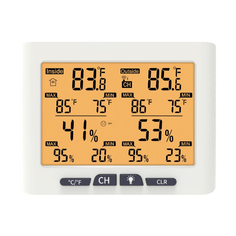 Estación Meteorológica Inalámbrica Termómetro Higrómetro Medidor De Temperatura Y Humedad Digital De Doble Canal Soporte 3 Sensores Con Luz De Fondo Para La Decoración De La Habitación Del Hogar De Invernadero