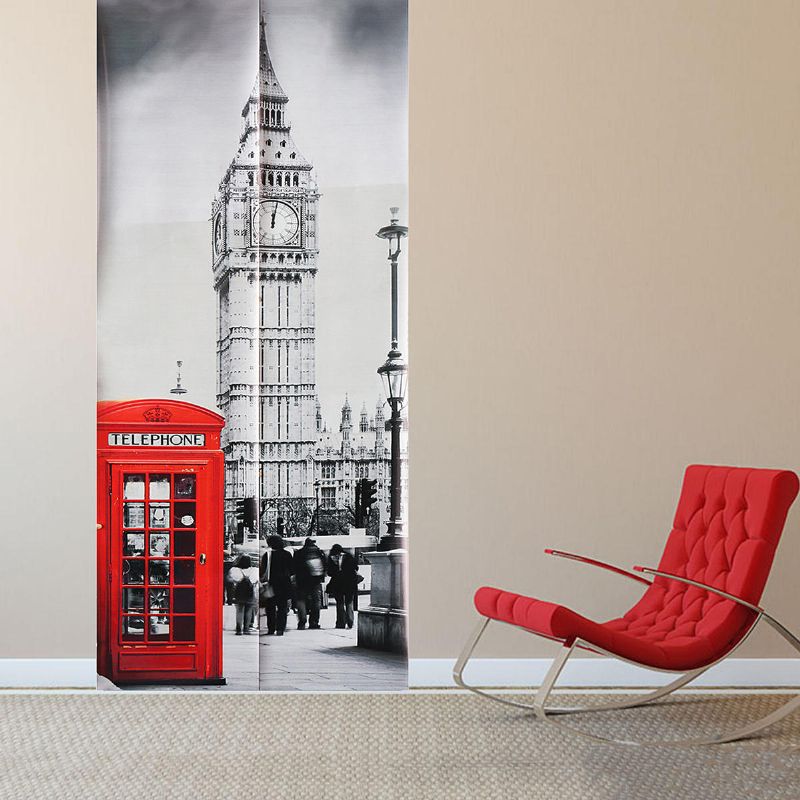 Etiqueta Engomada Del Refrigerador De La Pared De La Puerta Del Arte 3d Big Ben Calcomanía Autoadhesiva Mural Paisaje Decoración Del Hogar