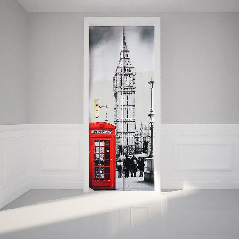 Etiqueta Engomada Del Refrigerador De La Pared De La Puerta Del Arte 3d Big Ben Calcomanía Autoadhesiva Mural Paisaje Decoración Del Hogar