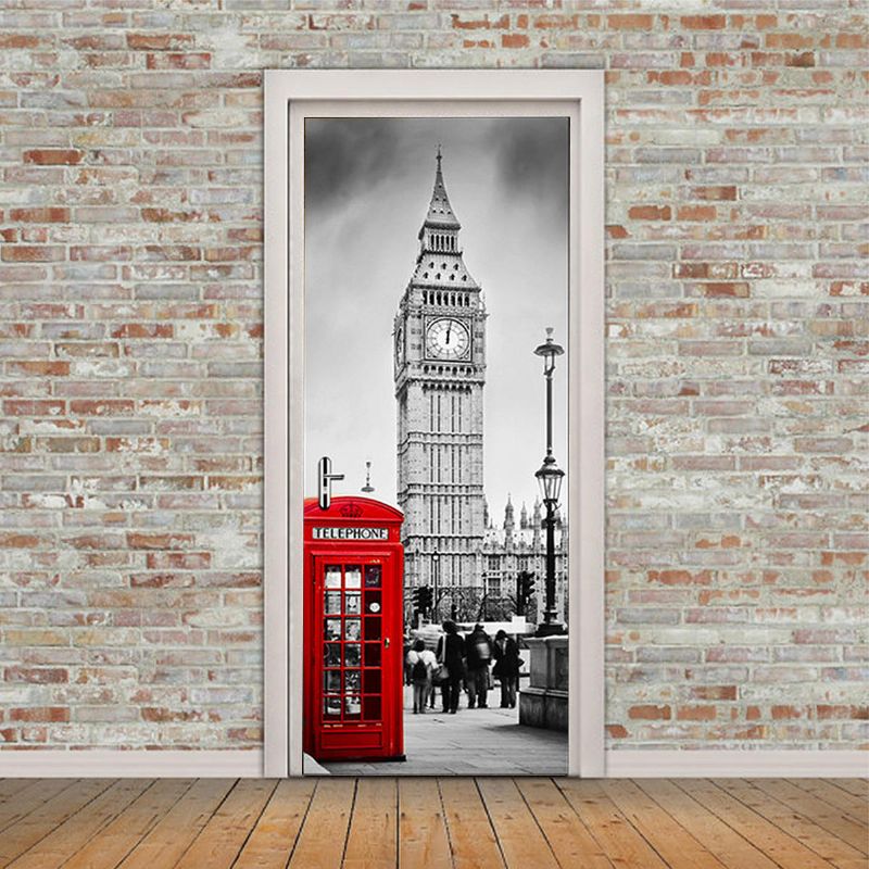 Etiqueta Engomada Del Refrigerador De La Pared De La Puerta Del Arte 3d Big Ben Calcomanía Autoadhesiva Mural Paisaje Decoración Del Hogar