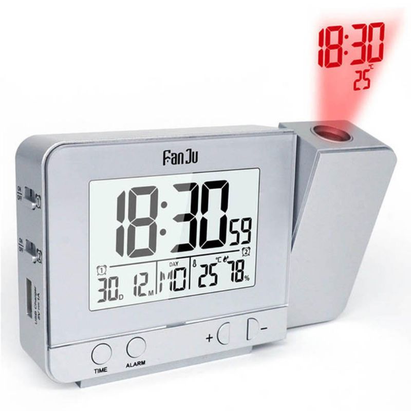 Fanju Fj3531 Proyección Reloj Despertador Cargador Usb Snooze Doble Alarma Retroiluminación Reloj De Escritorio