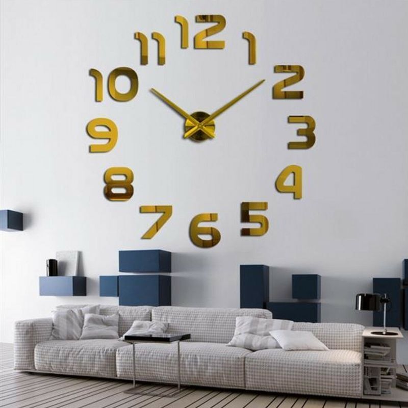 Gran Número 3d Espejo Etiqueta De La Pared Diy Decoración Del Hogar Reloj Grande Reloj De Pared Reloj De Pared