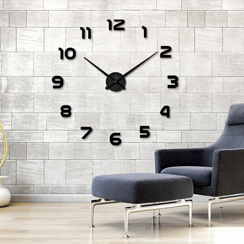 Gran Número 3d Espejo Etiqueta De La Pared Diy Decoración Del Hogar Reloj Grande Reloj De Pared Reloj De Pared