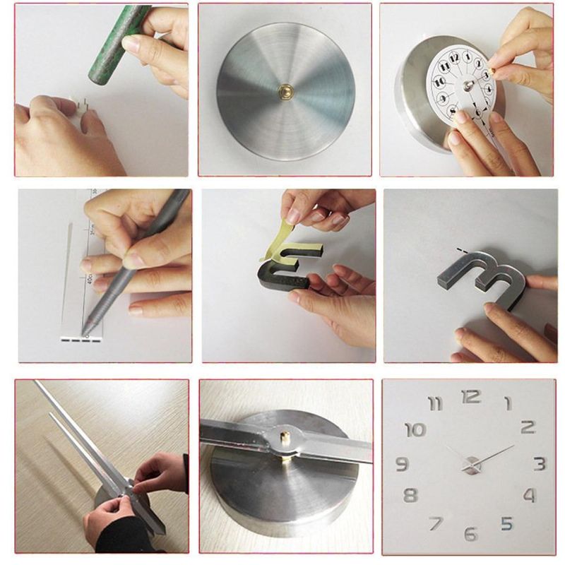 Gran Número 3d Espejo Etiqueta De La Pared Diy Decoración Del Hogar Reloj Grande Reloj De Pared Reloj De Pared