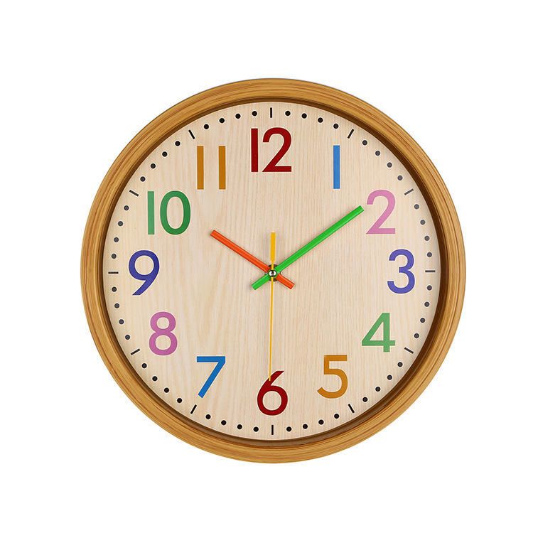 Hc-40 Reloj De Pared Colgante De Cuarzo Silencioso Colorido De Grano De Madera De Tiempo Preciso Decorativo