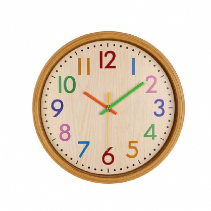 Hc-40 Reloj De Pared Colgante De Cuarzo Silencioso Colorido De Grano De Madera De Tiempo Preciso Decorativo