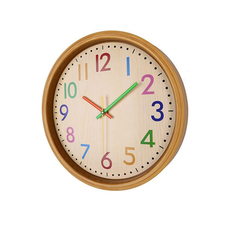 Hc-40 Reloj De Pared Colgante De Cuarzo Silencioso Colorido De Grano De Madera De Tiempo Preciso Decorativo