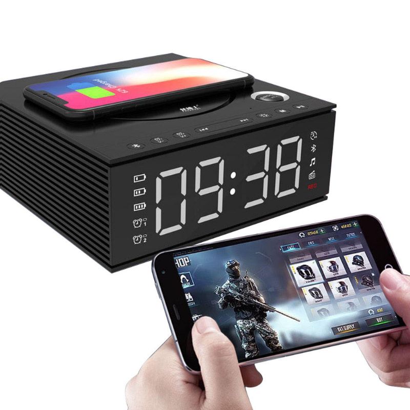 J21s Multifuncional Bluetooth Altavoz Teléfono Cargador Inalámbrico Radio Fm Reloj Despertador Diy Registro De Música