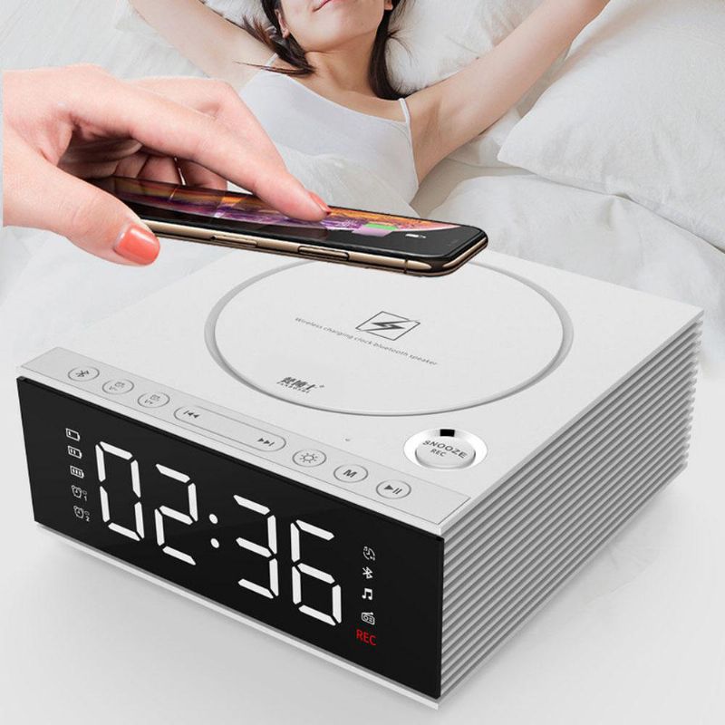 J21s Multifuncional Bluetooth Altavoz Teléfono Cargador Inalámbrico Radio Fm Reloj Despertador Diy Registro De Música