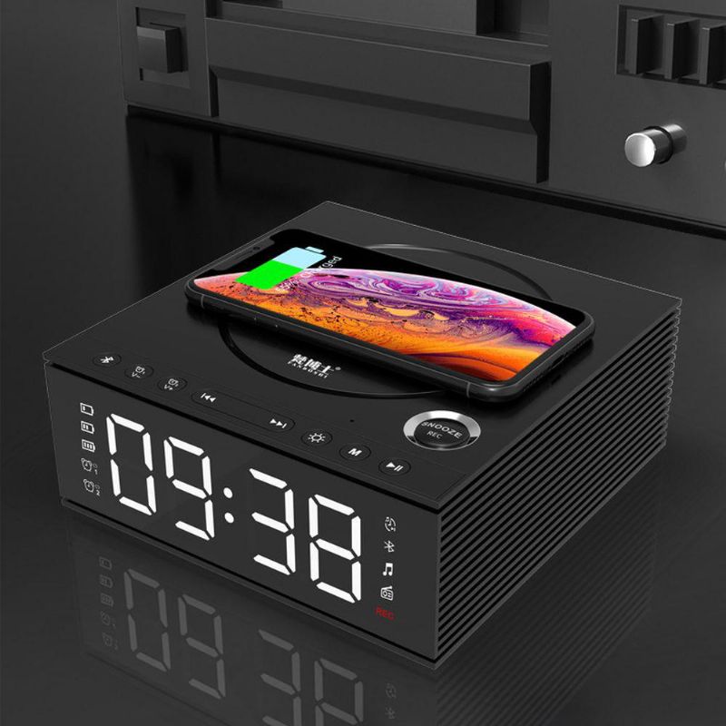 J21s Multifuncional Bluetooth Altavoz Teléfono Cargador Inalámbrico Radio Fm Reloj Despertador Diy Registro De Música