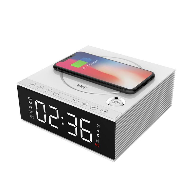 J21s Multifuncional Bluetooth Altavoz Teléfono Cargador Inalámbrico Radio Fm Reloj Despertador Diy Registro De Música