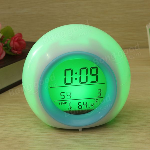 Led Digital 7 Cambio De Color Reloj Despertador Termómetro Sonido Natural