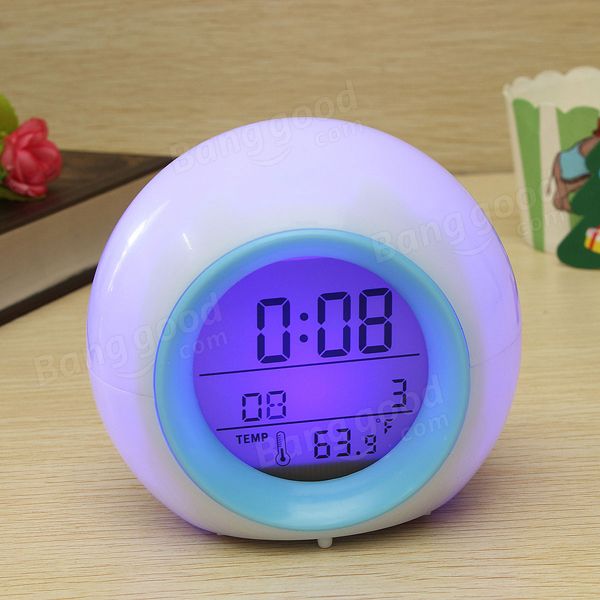 Led Digital 7 Cambio De Color Reloj Despertador Termómetro Sonido Natural