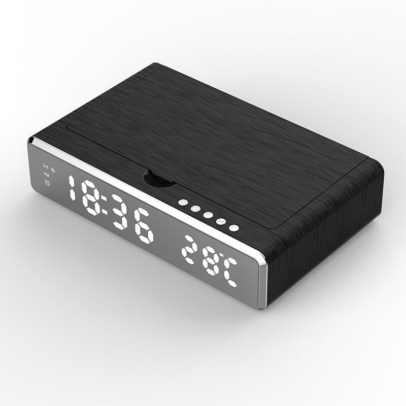 Led Uv Desinfección Teléfono Cargador Inalámbrico Reloj Despertador Espejo Caja De Carga Termómetro Digital Reloj Hd Decoración Del Hogar