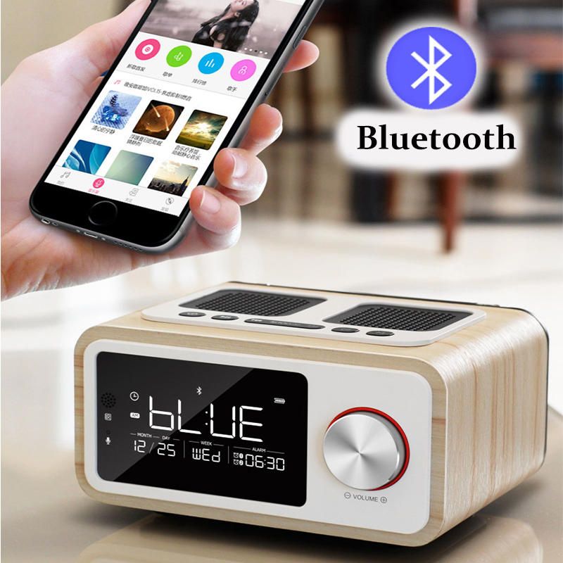 Loci H3 Altavoz Bluetooth Reloj Despertador Medios Audio Música Reloj Radio Carga Usb Reproductor De Mp3 Control Remoto