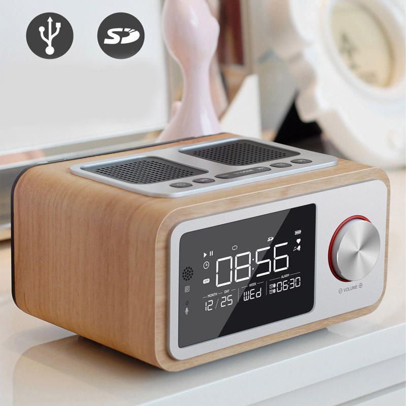 Loci H3 Altavoz Bluetooth Reloj Despertador Medios Audio Música Reloj Radio Carga Usb Reproductor De Mp3 Control Remoto