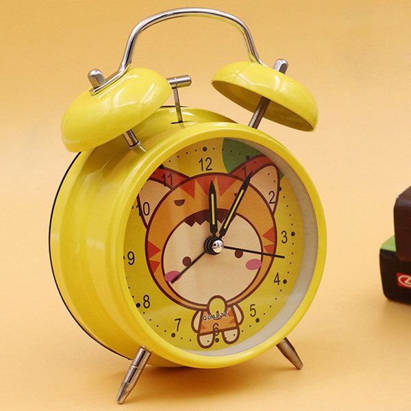 Metal Lindo Estudiante Moda Anillo De Campana Reloj Mudo Retro Europeo Con Mesa De Luz Nocturna Reloj De Cabecera