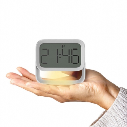 Mini Rectángulo Reloj Despertador De Pantalla Grande Lámpara De Luz Nocturna Led Recargable Reloj De Mesa De Sala De Estar Para La Decoración Del Hogar