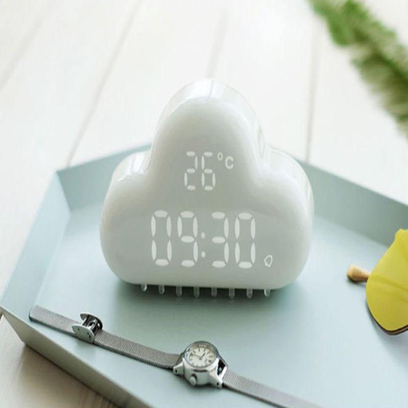 Muid Cloud Alarm Clock Control Táctil Pantalla Led De Temperatura Estación Meteorológica De Carga Usb Con Función De Repetición