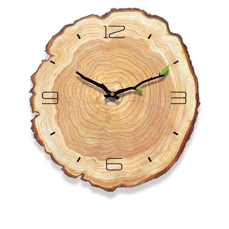 Mw002 Reloj De Pared Con Patrón De Madera Creativo Reloj De Pared Silencioso Reloj De Pared De Cuarzo Para Decoraciones De Oficina En Casa