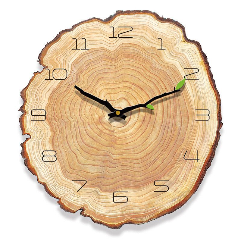 Mw002 Reloj De Pared Con Patrón De Madera Creativo Reloj De Pared Silencioso Reloj De Pared De Cuarzo Para Decoraciones De Oficina En Casa