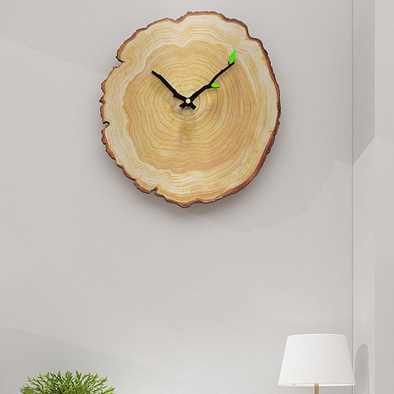 Mw002 Reloj De Pared Con Patrón De Madera Creativo Reloj De Pared Silencioso Reloj De Pared De Cuarzo Para Decoraciones De Oficina En Casa