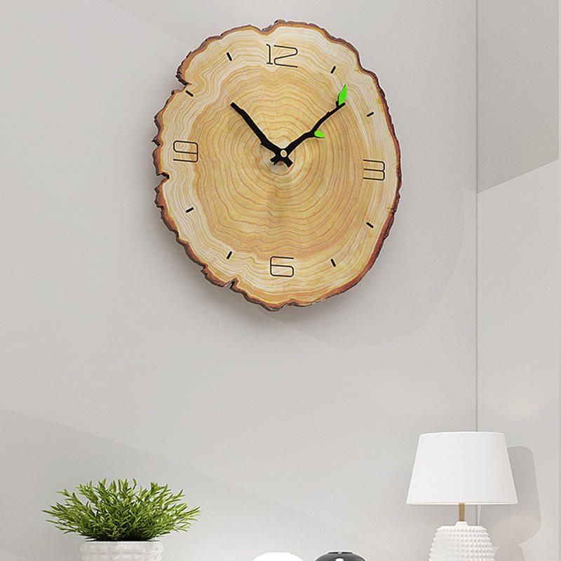 Mw002 Reloj De Pared Con Patrón De Madera Creativo Reloj De Pared Silencioso Reloj De Pared De Cuarzo Para Decoraciones De Oficina En Casa