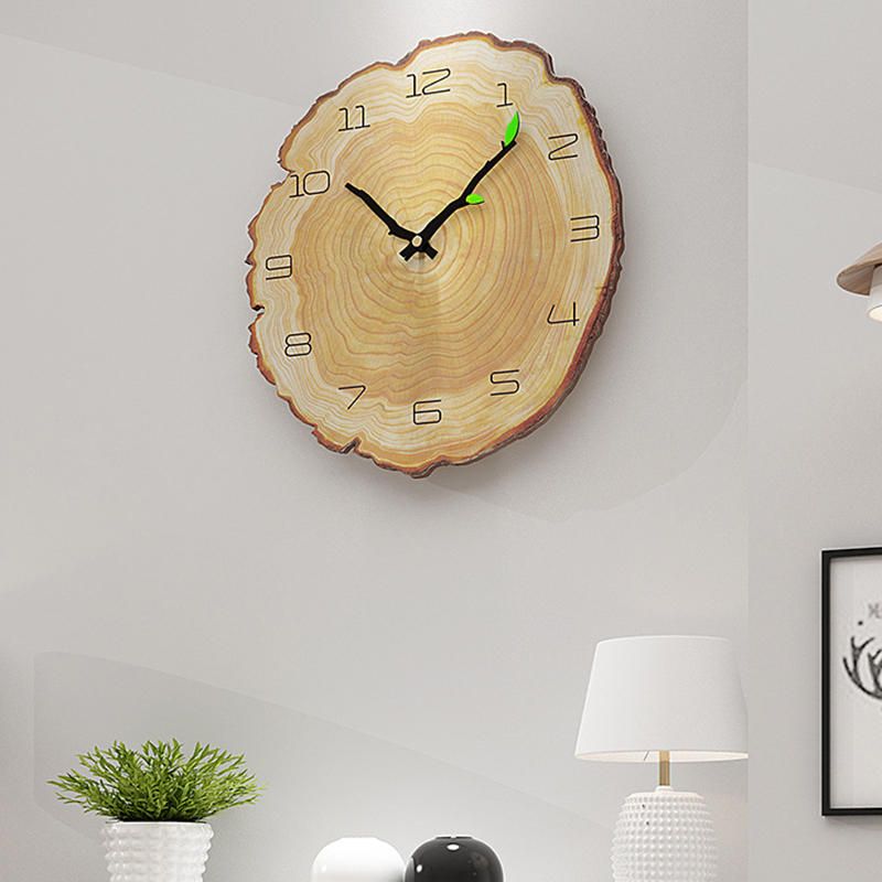 Mw002 Reloj De Pared Con Patrón De Madera Creativo Reloj De Pared Silencioso Reloj De Pared De Cuarzo Para Decoraciones De Oficina En Casa