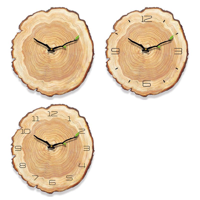 Mw002 Reloj De Pared Con Patrón De Madera Creativo Reloj De Pared Silencioso Reloj De Pared De Cuarzo Para Decoraciones De Oficina En Casa