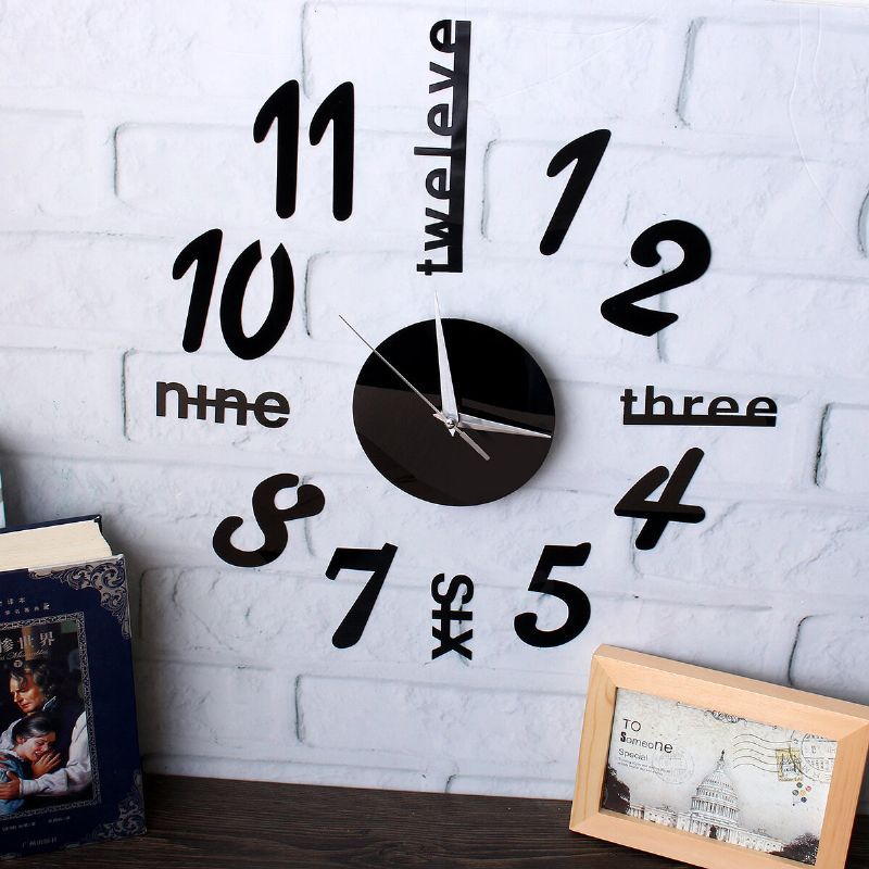 Número 3d Extraíble Diy Superficie Del Espejo Etiqueta Del Reloj De Pared Decoración De Arte Moderno Para El Hogar