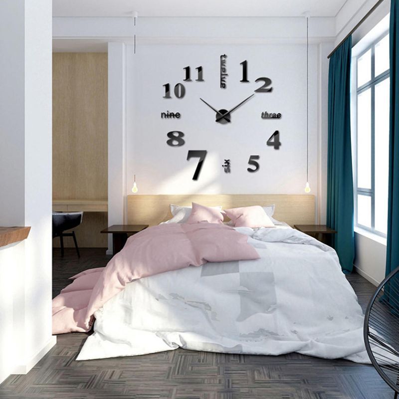 Número 3d Extraíble Diy Superficie Del Espejo Etiqueta Del Reloj De Pared Decoración De Arte Moderno Para El Hogar