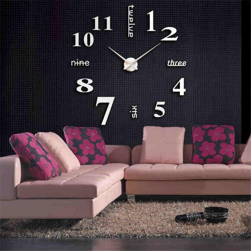 Número 3d Extraíble Diy Superficie Del Espejo Etiqueta Del Reloj De Pared Decoración De Arte Moderno Para El Hogar