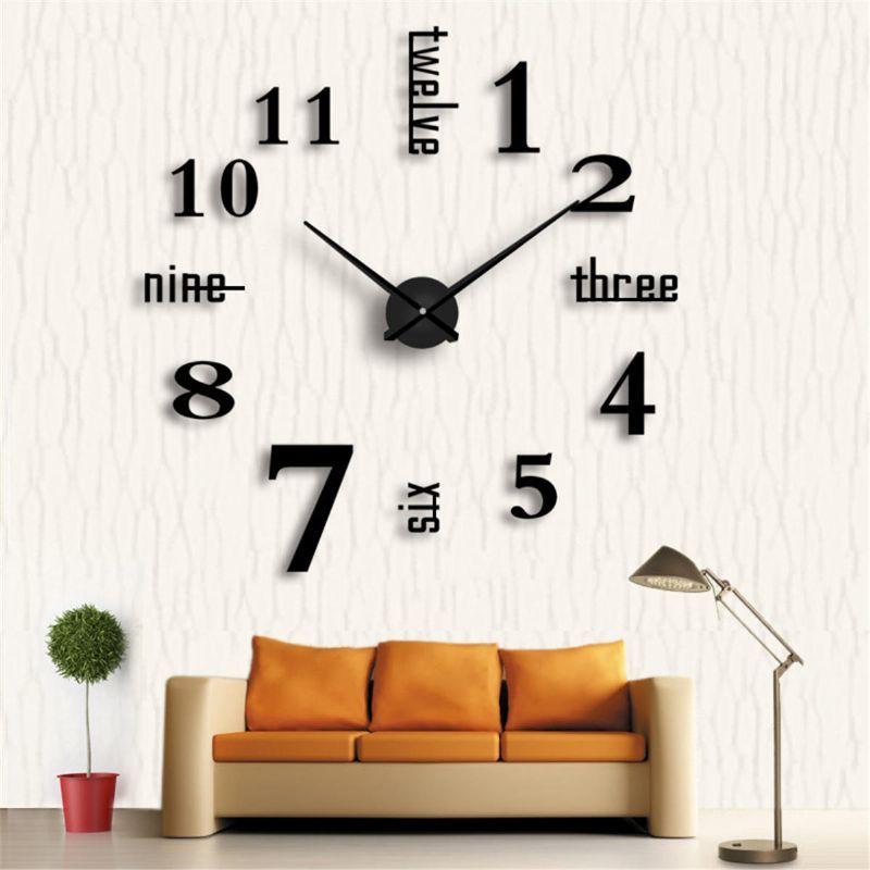 Número 3d Extraíble Diy Superficie Del Espejo Etiqueta Del Reloj De Pared Decoración De Arte Moderno Para El Hogar