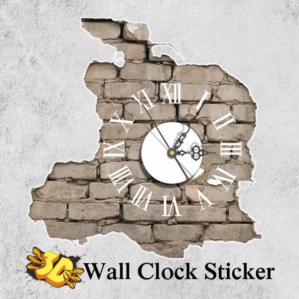 Pag Sticker 3d Wall Clock Calcomanías Rompiendo Grietas Etiqueta De La Pared Decoración De La Pared Del Hogar Regalo