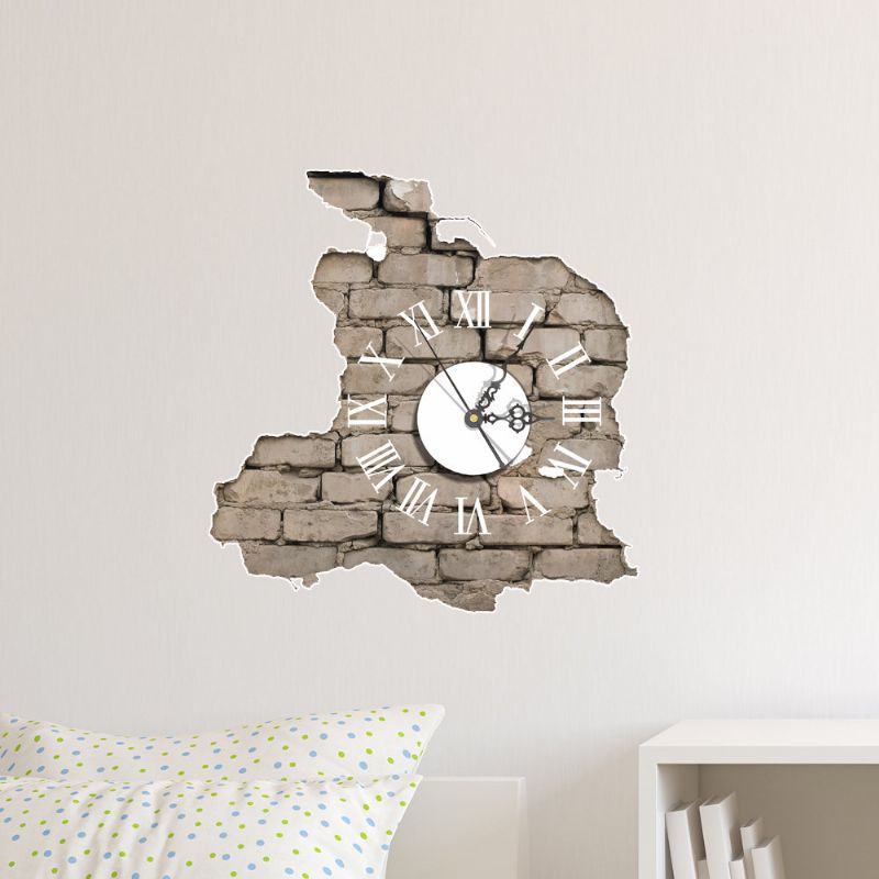 Pag Sticker 3d Wall Clock Calcomanías Rompiendo Grietas Etiqueta De La Pared Decoración De La Pared Del Hogar Regalo