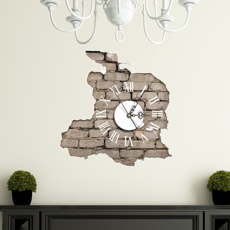 Pag Sticker 3d Wall Clock Calcomanías Rompiendo Grietas Etiqueta De La Pared Decoración De La Pared Del Hogar Regalo